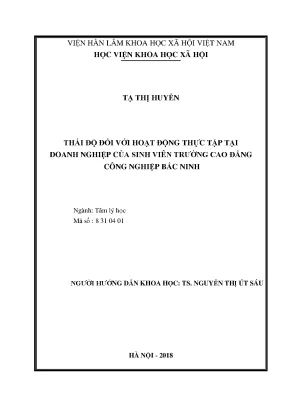 Luận văn thạc sĩ thái độ đối với hoạt động thực tập tại doanh nghiệp của sinh viên trường cao đẳng công nghiệp bắc ninh
