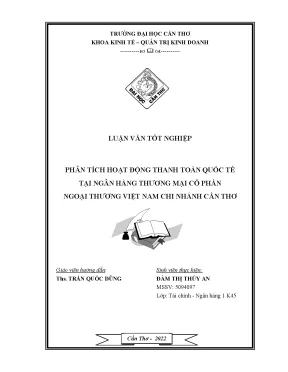 Luận văn tốt nghiệp phân tích hoạt động thanh toán quốc tế tại ngân hàng thương mại cổ phần ngoại thương việt nam chi nhánh cần thơ