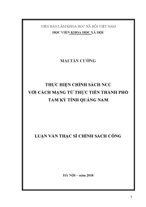 Luận văn thạc sĩ thực hiện chính sách ncc với cách mạng từ thực tiễn thành phố tam kỳ tỉnh quảng nam