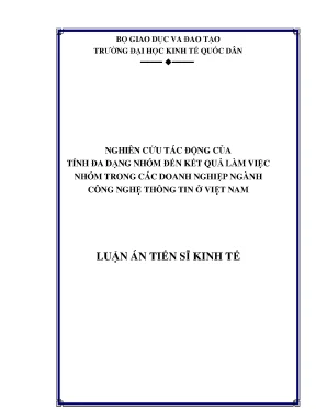 Luận án tiến sĩ nghiên cứu tác động của tính đa dạng nhóm đến kết quả làm việc nhóm trong các doanh nghiệp ngành công nghệ thông tin ở việt nam