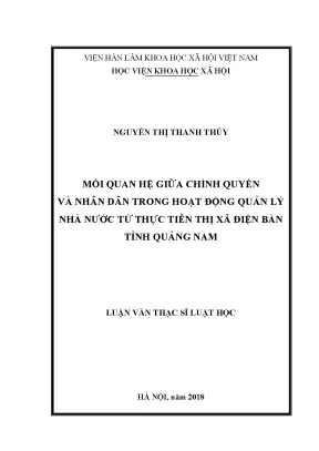 Luận văn thạc sĩ mối quan hệ giữa chính quyền và nhân dân trong hoạt động quản lý nhà nước từ thực tiễn thị xã điện bàn tỉnh quảng nam