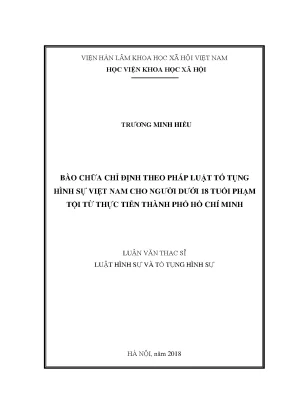 Luận văn thạc sĩ bào chữa chỉ định theo pháp luật tố tụng hình sự việt nam cho người dưới 18 tuổi phạm tội từ thực tiễn thành phố hồ chí minh