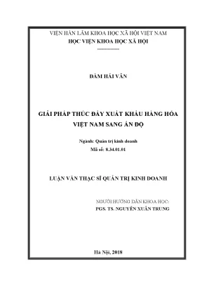 Luận văn thạc sĩ giải pháp thúc đẩy xuất khẩu hàng hoá việt nam sang ấn độ