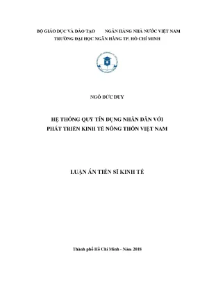 Luận án tiến sĩ hệ thống quỹ tín dụng nhân dân với phát triển kinh tế nông thôn việt nam