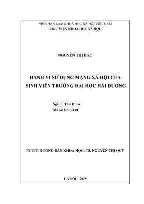 Luận văn thạc sĩ hành vi sử dụng mạng xã hội của sinh viên đại học hải dương