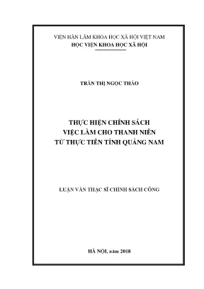 Luận văn thạc sĩ thực hiện chính sách việc làm cho tn từ thực tiễn tỉnh quảng nam