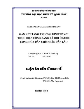 Luận án tiến sĩ gắn kết tăng trưởng kinh tế với thực hiện công bằng xã hội ở nước cộng hoà dân chủ nhân dân lào