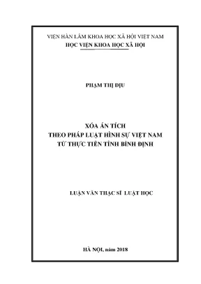 Luận văn thạc sĩ xóa án tích theo pháp luật hình sự việt nam từ thực tiễn tỉnh bình định