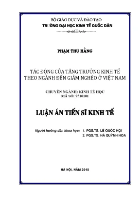 Luận án tiến sĩ tác động của tăng trưởng kinh tế theo ngành đến giảm nghèo ở việt nam