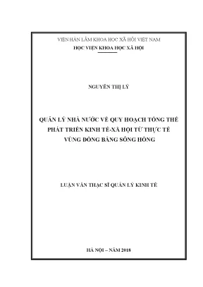 Luận văn thạc sĩ quản lý nhà nước về quy hoạch tổng thể phát triển kinh tế xã hội từ thực tế vùng đồng bằng sông hồng