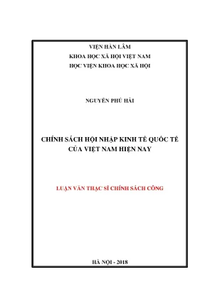 Luận văn thạc sĩ chính sách hội nhập kinh tế quốc tế của việt nam hiện nay