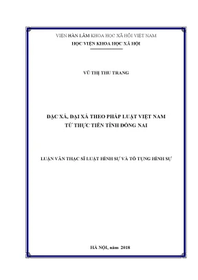 Luận văn thạc sĩ đặc xá đại xá theo pháp luật việt nam từ thực tiễn tỉnh đồng nai