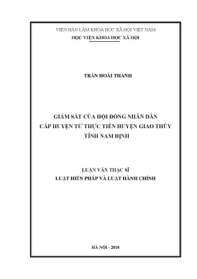 Luận văn thạc sĩ giám sát của hội đồng nhân dân cấp huyện từ thực tiễn huyện giao thủy tỉnh nam định