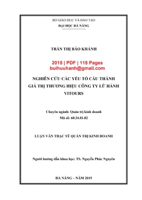 Luận văn thạc sĩ quản trị kinh doanh nghiên cứu các yếu tố cấu thành giá trị thương hiệu công ty lữ hành vitours