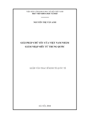 Luận văn thạc sĩ giải pháp chủ yếu của việt nam nhằm giảm nhập siêu từ trung quốc