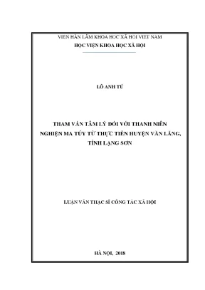 Luận văn thạc sĩ tham vấn tâm lý đối với thanh niên nghiện ma túy từ thực tiễn huyện văn lãng tỉnh lạng sơn