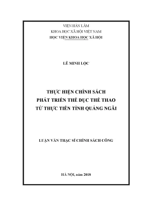 Luận văn thạc sĩ thực hiện chính sách phát triển thể dục thể thao từ thực tiễn tỉnh quảng ngãi