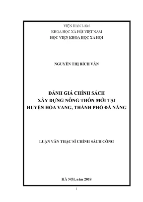 Luận văn thạc sĩ đánh giá chính sách xây dựng nông thôn mới tại huyện hòa vang thành phố đà nẵng