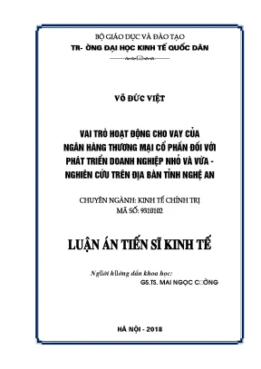 Luận án tiến sĩ vai trò hoạt động cho vay của ngân hàng thương mại cổ phần đối với phát triển doanh nghiệp nhỏ và vừa nghiên cứu trên địa bàn tỉnh nghệ an