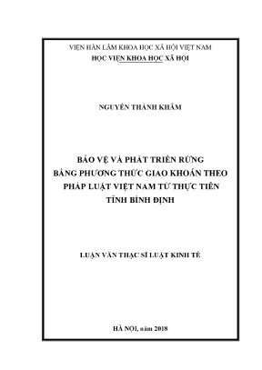 Luận văn thạc sĩ bảo vệ và phát triển rừng bằng phương thức giao khoán theo pháp luật việt nam từ thực tiễn tỉnh bình định