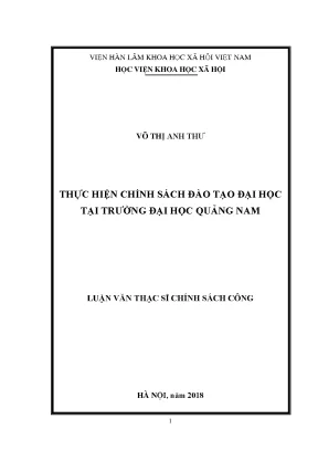 Luận văn thạc sĩ thực hiện chính sách đào tạo đại học tại trường đh quảng nam