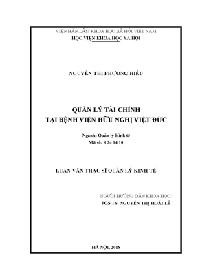 Luận văn thạc sĩ quản lý tài chính tại bệnh viện hữu nghị việt đức
