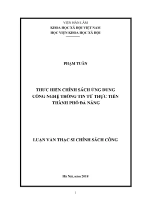 Luận văn thạc sĩ thực hiện chính sách ứng dụng công nghệ thông tin từ thực tiễn thành phố đà nẵng