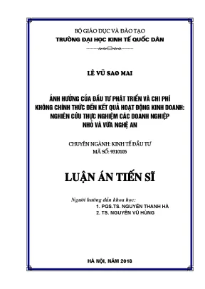 Luận án tiến sĩ ảnh hưởng của đầu tư phát triển và chi phí không chính thức đến kết quả hoạt động kinh doanh nghiên cứu thực nghiệm các dnnvv tại nghệ an