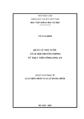 Luận văn thạc sĩ quản lý nhà nước về lễ hội truyền thống từ thực tiễn tỉnh long an