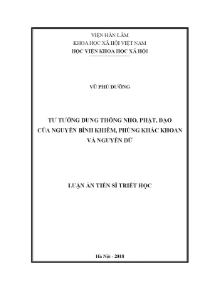 Luận án tiến sĩ tư tưởng dung thông nho phật đạo của nguyễn bỉnh khiêm phùng khắc khoan và nguyễn dữ