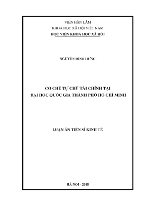 Luận án tiến sĩ cơ chế tự chủ tài chính tại đại học quốc gia thành phố hồ chí minh