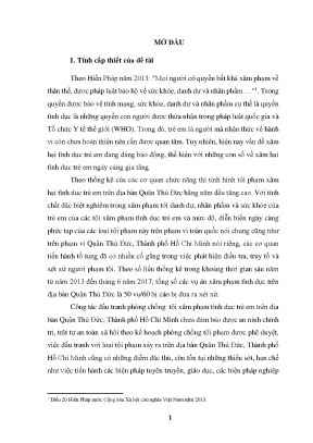 Luận văn thạc sĩ các tội xâm hại tình dục trẻ em theo pháp luật hình sự việt nam từ thực tiễn quận thủ đức thành phố hồ chí minh