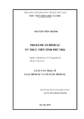 Luận văn thạc sĩ thi hành án hình sự từ thực tiễn tỉnh phú thọ