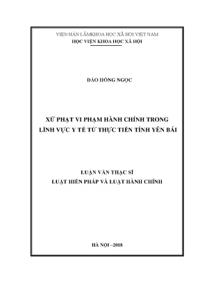Luận văn thạc sĩ xử phạt vi phạm hành chính trong lĩnh vực y tế từ thực tiễn tỉnh yên bái
