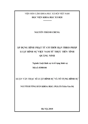 Luận văn thạc sĩ áp dụng hình phạt tù có thời hạn theo pháp luật hình sự việt nam từ thực tiễn tỉnh quảng ninh