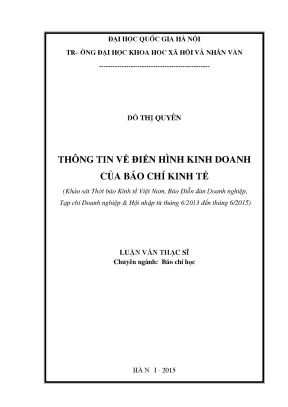 Luận văn thạc sĩ thông tin về điển hình kinh doanh của báo chí kinh tế