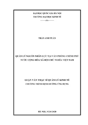 Luận văn thạc sĩ quản lý nguồn nhân lực tại văn phòng chính phủ nước cộng hòa xã hội chủ nghĩa việt nam