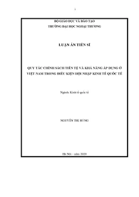 Luận văn thạc sĩ quy tắc chính sách tiền tệ và khả năng áp dụng ở việt nam trong điều kiện hội nhập kinh tế quốc tế