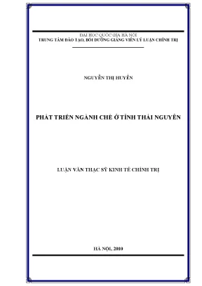 Luận văn thạc sĩ phát triển ngành chè ở tỉnh thái nguyên