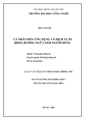 Luận văn thạc sĩ cá nhân hóa ứng dụng và dịch vụ di động hướng ngữ cảnh người dùng