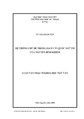 Luận văn thạc sĩ hệ thống chủ đề trong bạch vân quốc ngữ thi của nguyễn bỉnh khiêm