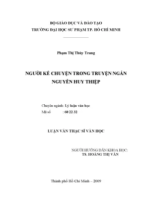 Luận văn thạc sĩ người kể chuyện trong truyện ngắn nguyễn huy thiệp