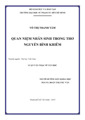 Luận văn thạc sĩ quan niệm nhân sinh trong thơ nguyễn bỉnh khiêm
