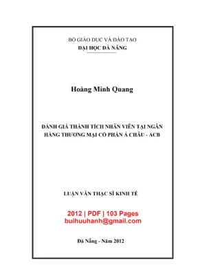 Luận văn thạc sĩ quản trị kinh doanh đánh giá thành tích nhân viên tại ngân hàng thương mại cổ phần á châu acb