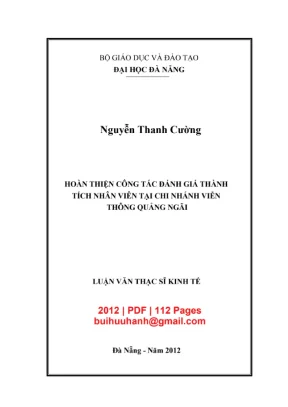 Luận văn thạc sĩ quản trị kinh doanh hoàn thiện công tác đánh giá thành tích nhân viên tại chi nhánh viễn thông quảng ngãi