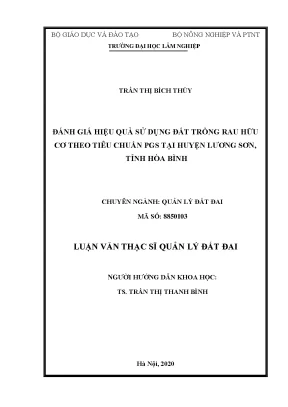 Luận văn thạc sĩ đánh giá hiệu quả sử dụng đất trồng rau hữu cơ theo tiêu chuẩn pgs tại huyện lương sơn tỉnh hòa bình