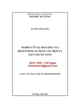 Luận văn thạc sĩ quản trị kinh doanh nghiên cứu sự hài lòng của khách hàng sử dụng các dịch vụ tại cảng đà nẵng