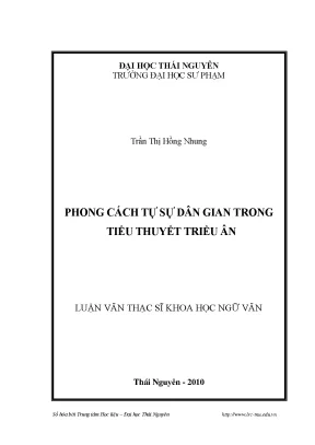 Luận văn thạc sĩ phong cách tự sự dân gian trong tiểu thuyết triều ân