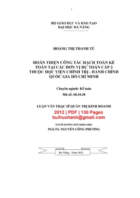Luận văn thạc sĩ quản trị kinh doanh hoàn thiên công tác hạch toán kế toán tại các đơn vị dự toán cấp 3 thuộc học viện chính trị hành chính quốc gia hồ chí minh