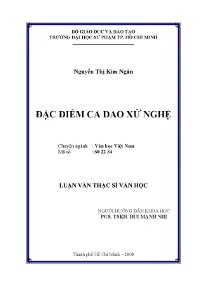 Luận văn thạc sĩ đặc điểm ca dao xứ nghệ